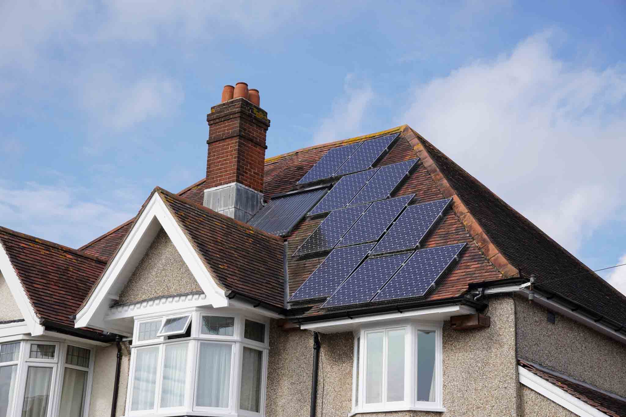 Solar panel installation on domestic home