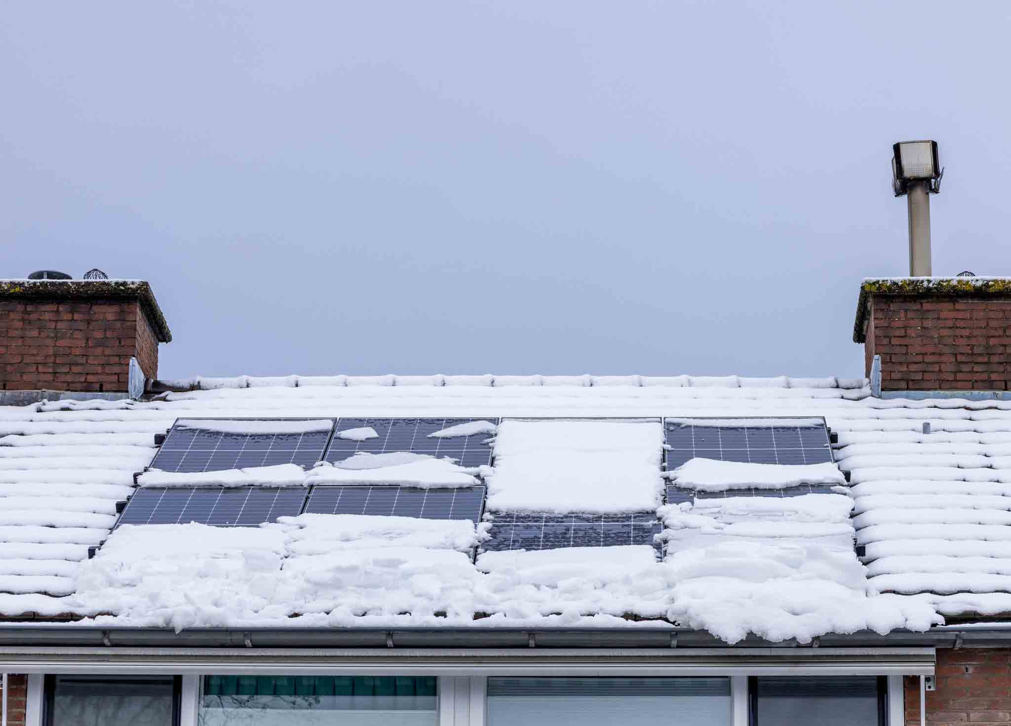 Solar panels covered with snow.