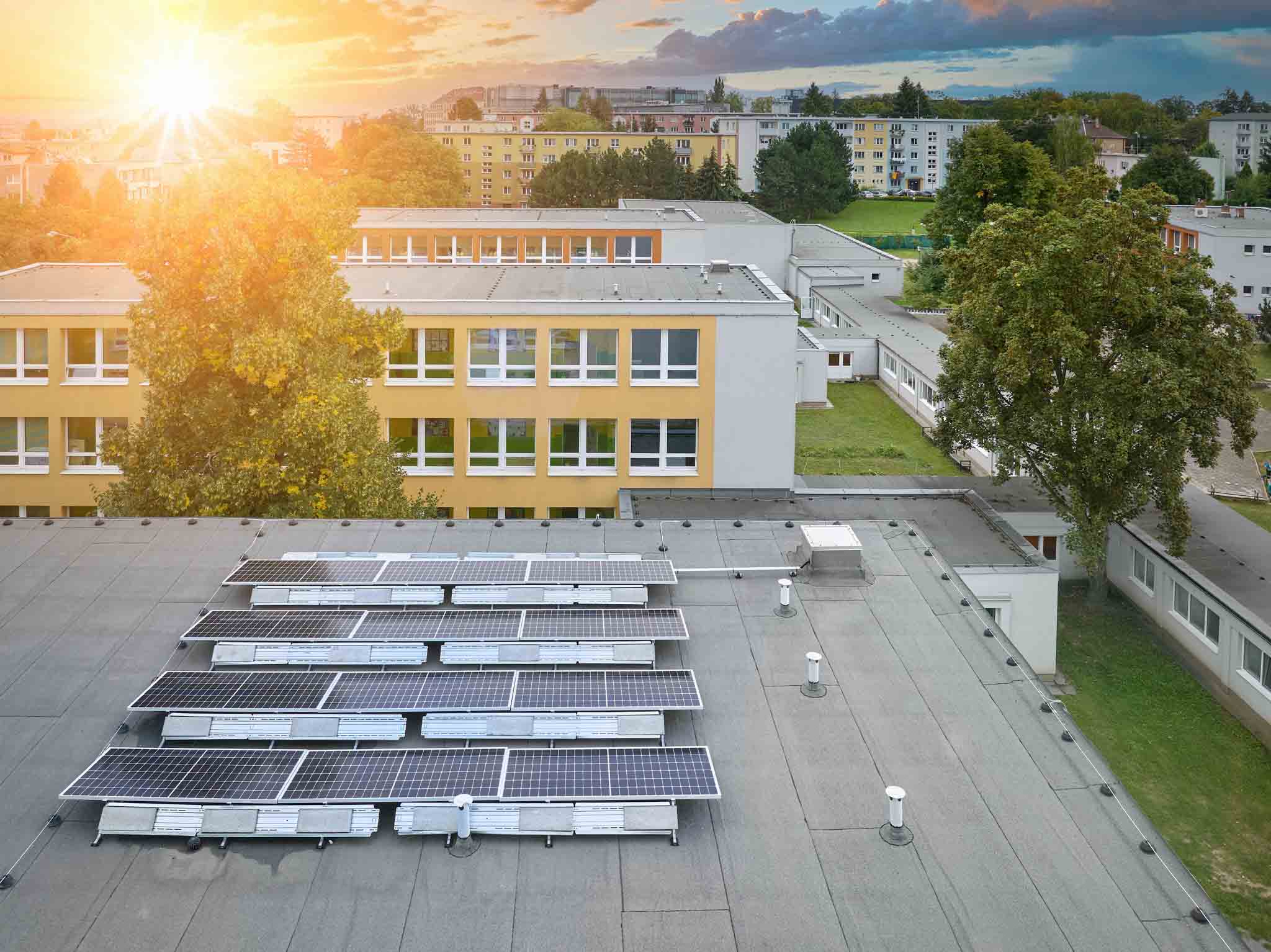 sun with solar panels