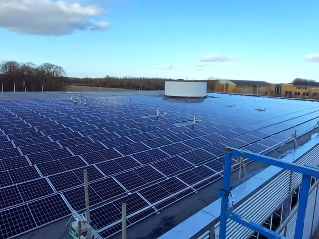 solar panels on a flat roof