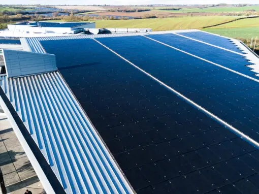 close-up view of the solar panels