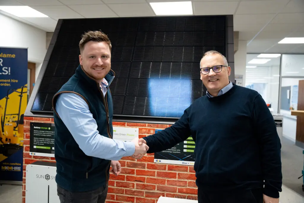 Geo Green Power’s MD James Cunningham (right) and Giles Butler, Branch Director at MKM Derby.