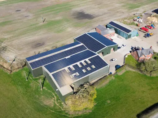 shot of the 405kWp solar PV install on Sutton Farm