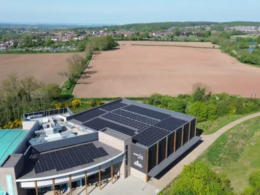 shot of the solar panels on Whitwick & Coalville Leisure Centre