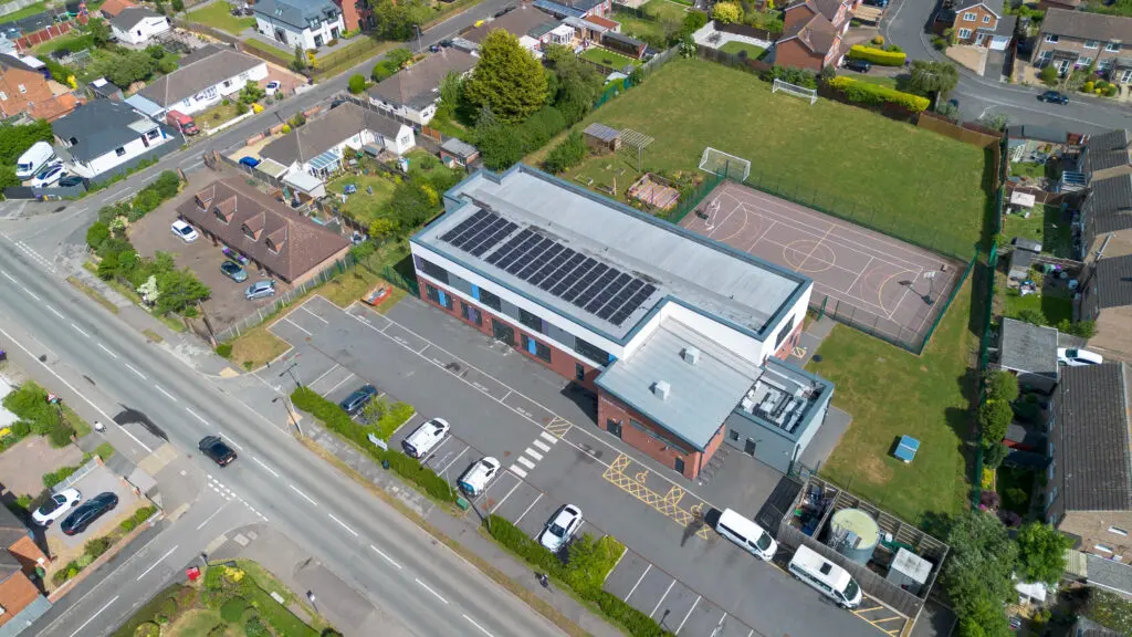 Photograph of the solar PV installation at Springwell Alternative Academy Grantham