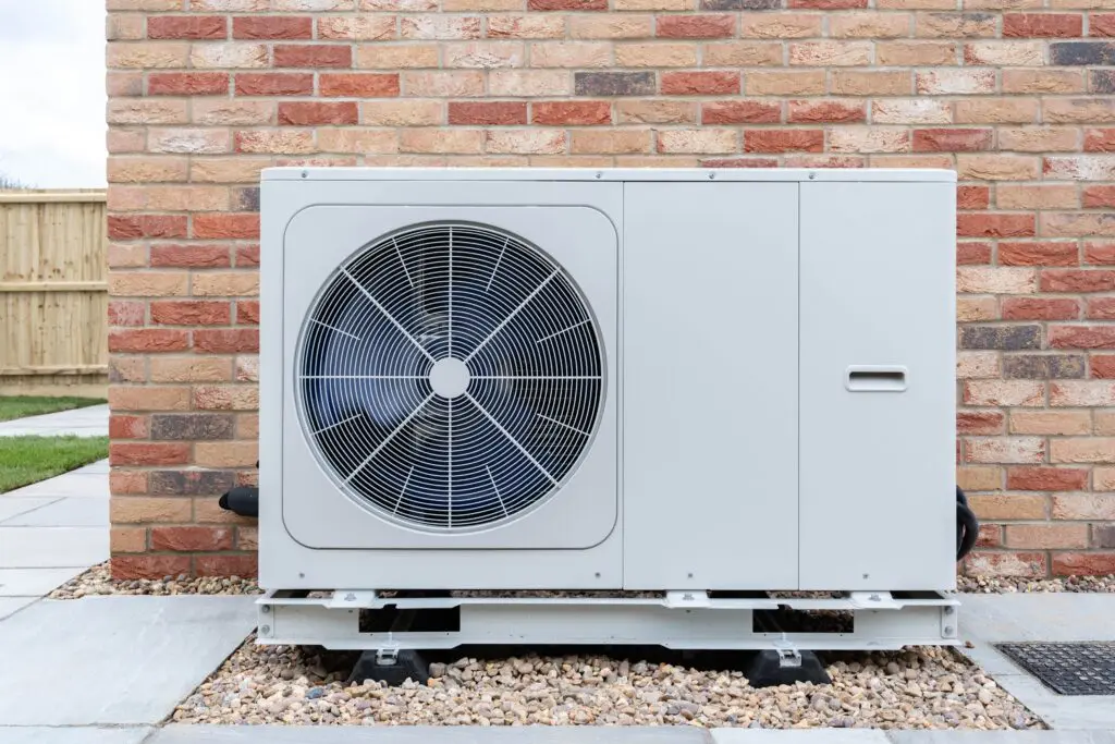 air source heat pump outside house