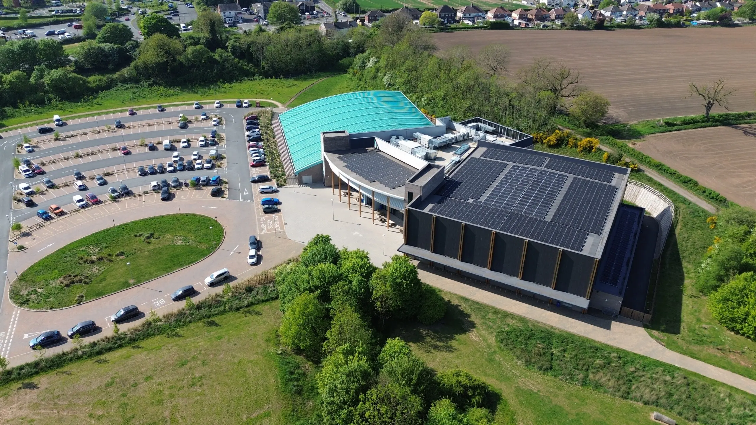 commercial solar panels on a roof