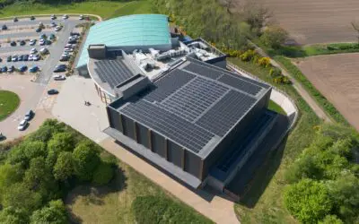 commercial solar panel installation drone shot