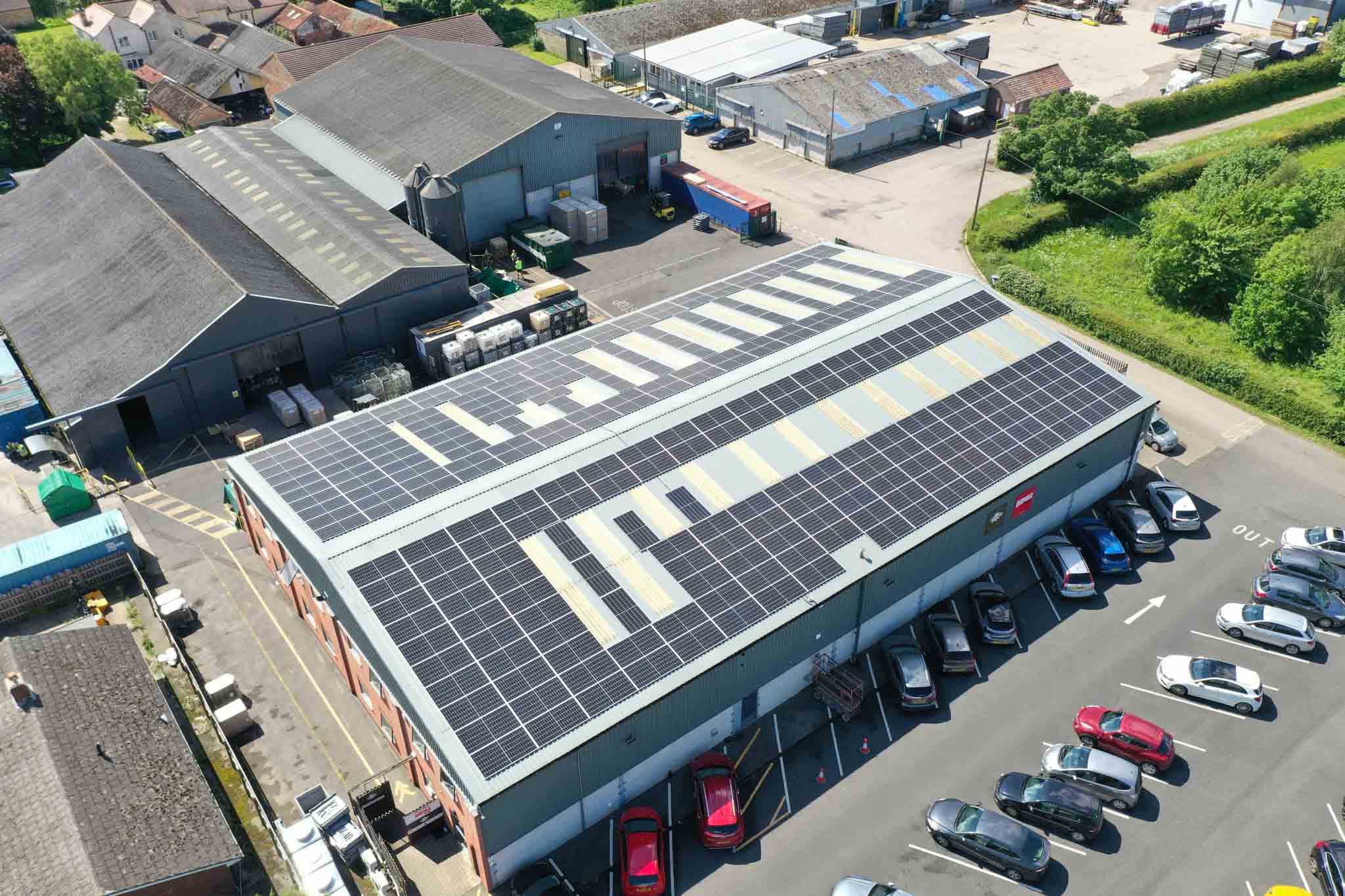 solar panels on warehouse
