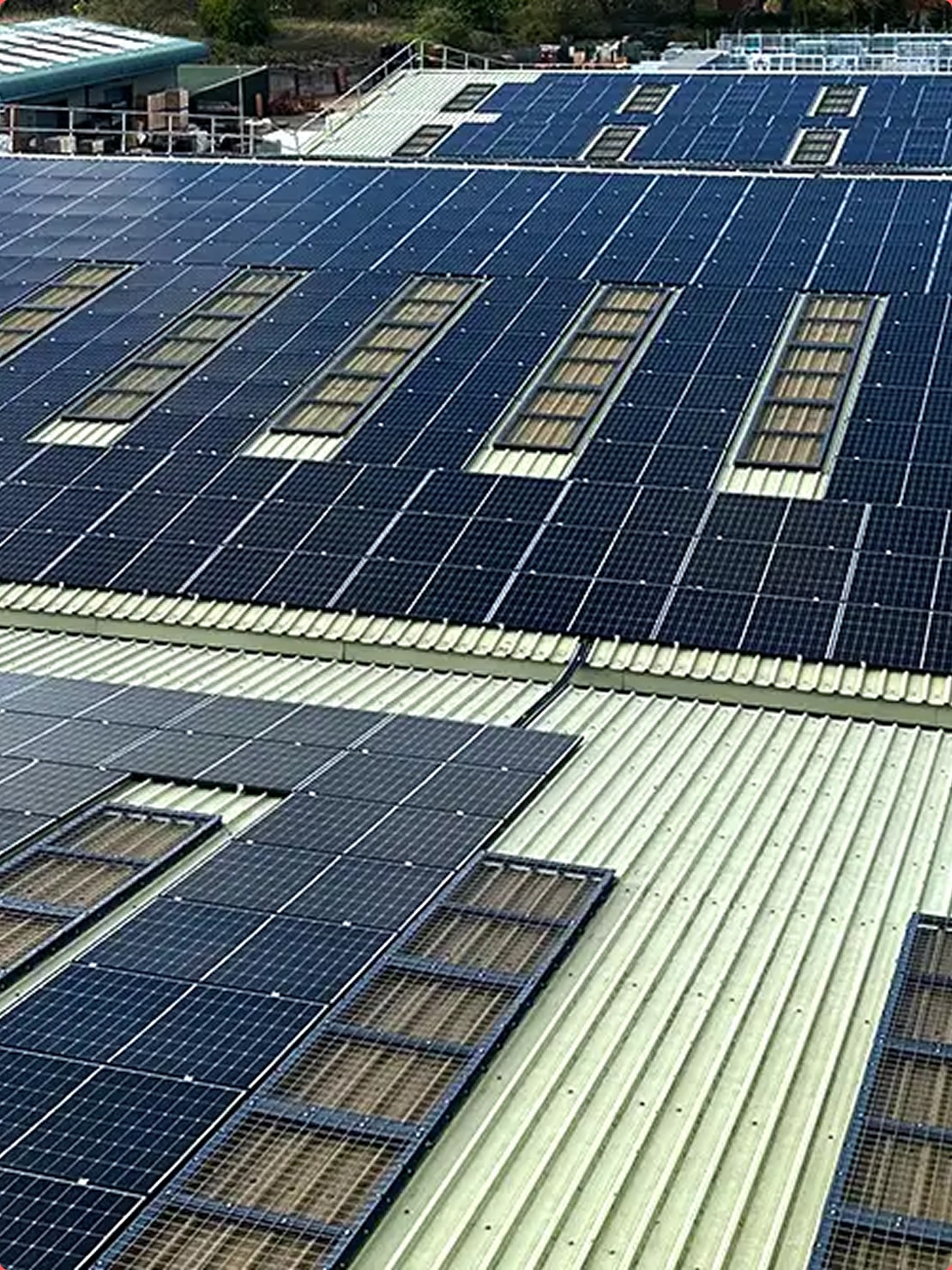 commercial solar panels on warehouse roof