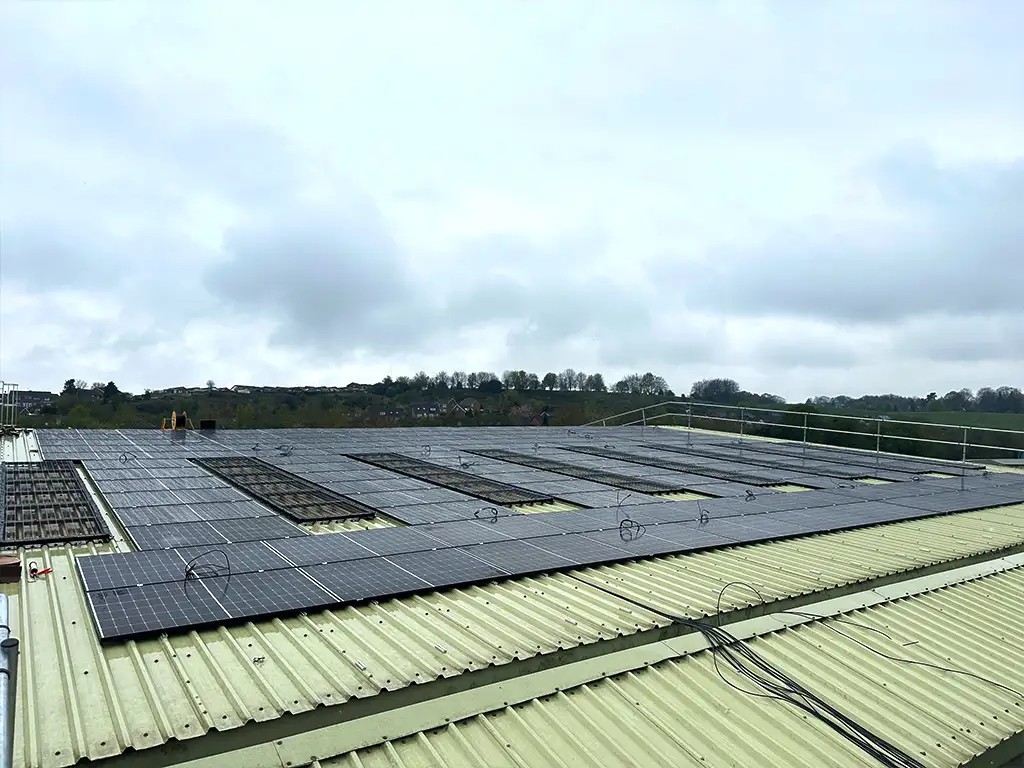 commercial solar install on rooftop
