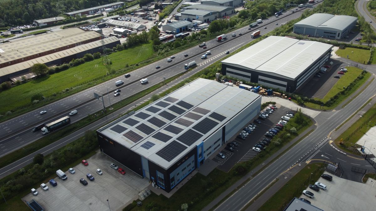 commercial solar installation on warehouse in chesterfield