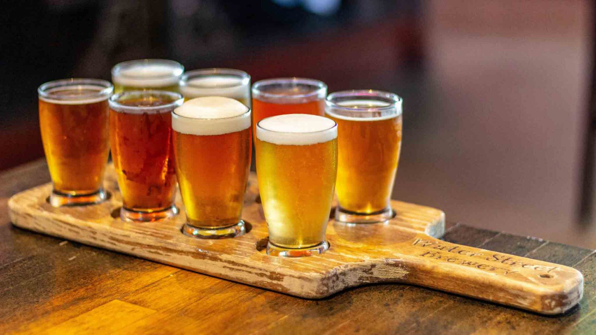 beer glasses at brewery